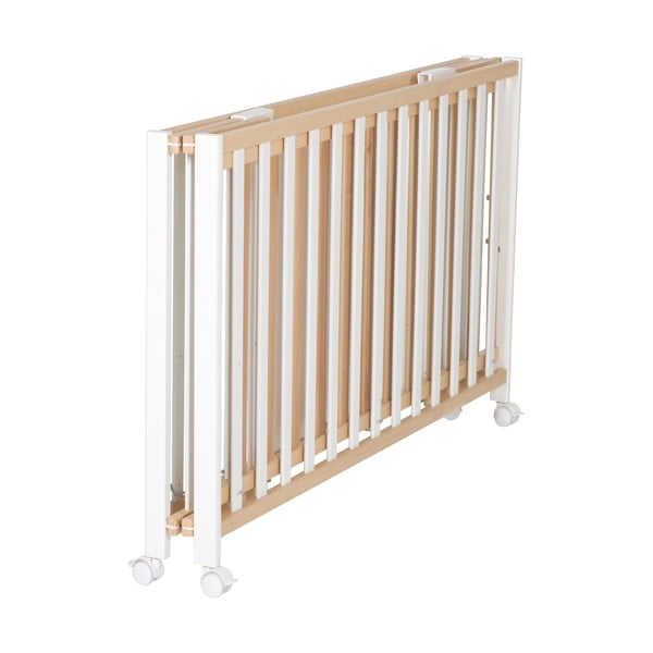 Сгъваемо детско легло на колела в бял и естествен цвят 60x120 cm Fold up - Roba-image-3