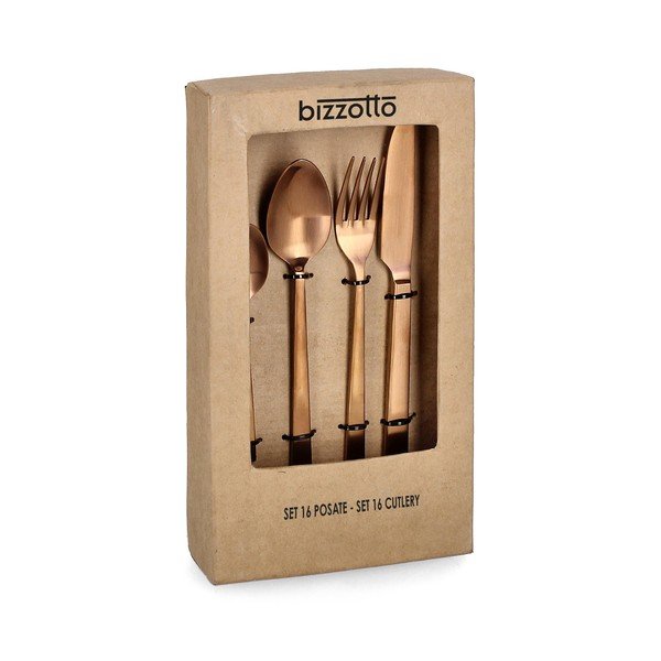 Прибори за хранене 16 бр. от неръждаема стомана в меден цвят за 4 души Hestia – Bizzotto-image-1
