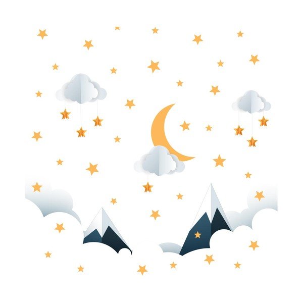 Детски стикер за стена 90x60 cm Mountains in Stars and Clouds - Ambiance-image-2