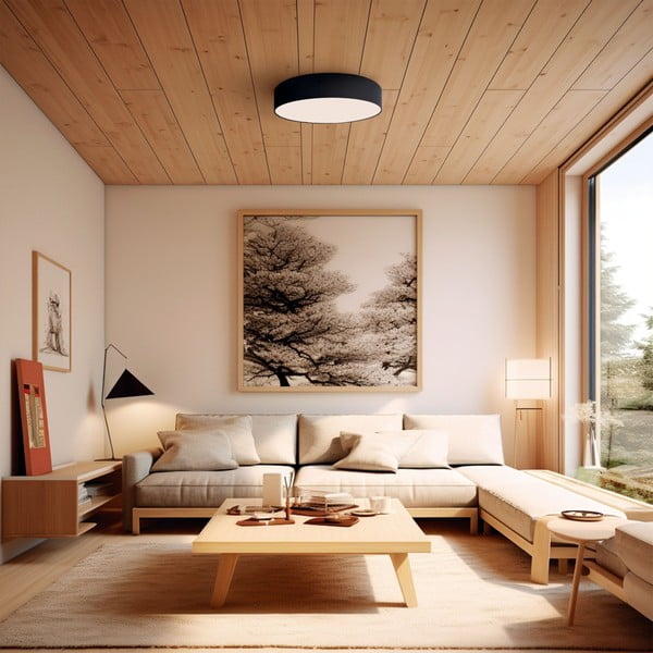 Черно LED осветително тяло за таван ø 60 cm - SULION-image-1