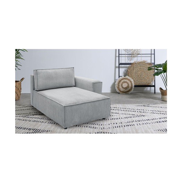 Светлосив модул за диван от велур, десен ъгъл Nihad modular - Bobochic Paris-image-1