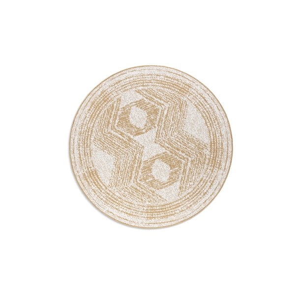 Външен кръгъл килим в цвят жълта охра и кремаво ø 200 cm Gemini – Elle Decoration