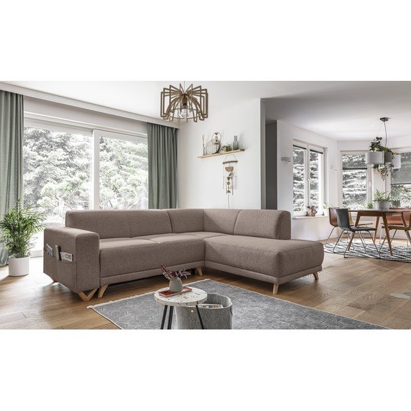 Кафяв разтегателен/с място за съхранение ъглов диван (десен ъгъл/L форма) Classy Sophie – Miuform-image-3