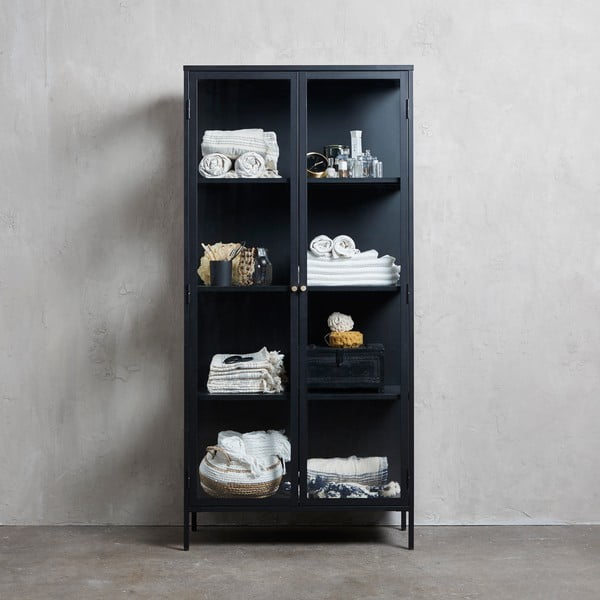 Черна метална витрина 90x190 cm Carmel – Unique Furniture-image-4