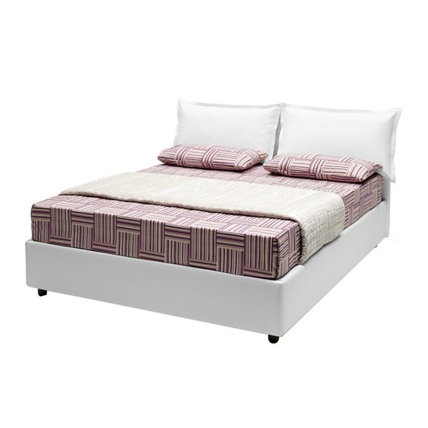 Bílá dvoulůžková postel s úložným prostorem a potahem z koženky 13Casa Rose, 160 x 190 cm