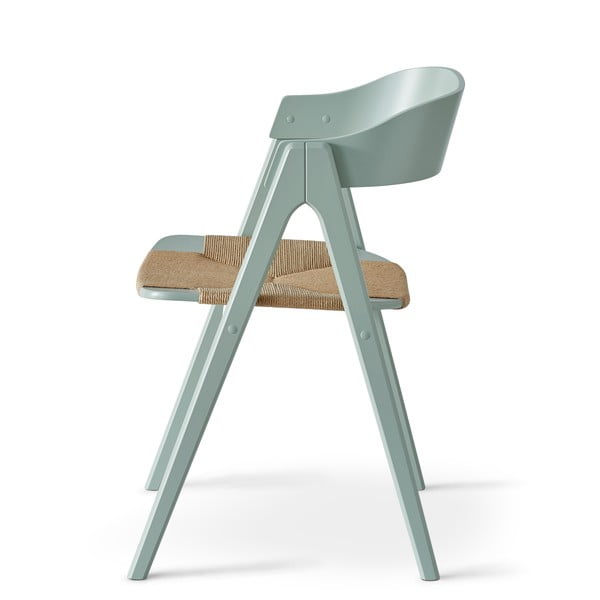 Светлозелен трапезен стол от букова дървесина с ратанова седалка Findahl от Hammel Mette - Hammel Furniture-image-3