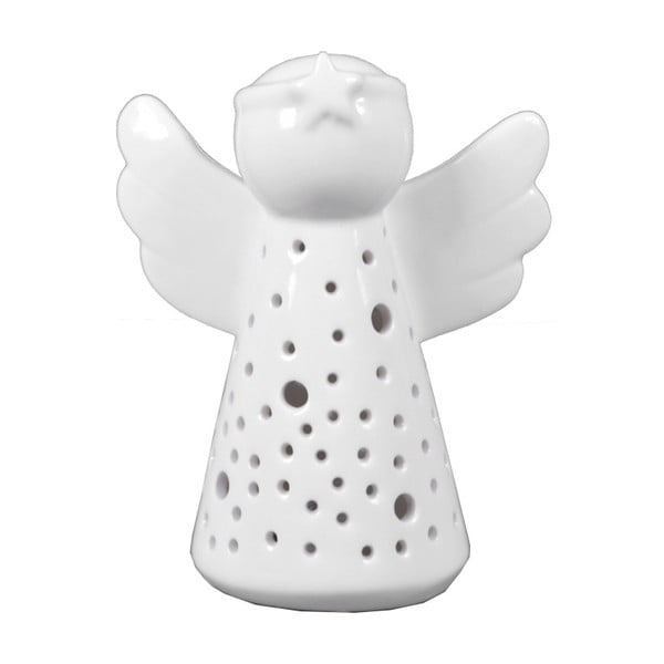 Bílý porcelánový andělíček s LED diodou Ego Dekor