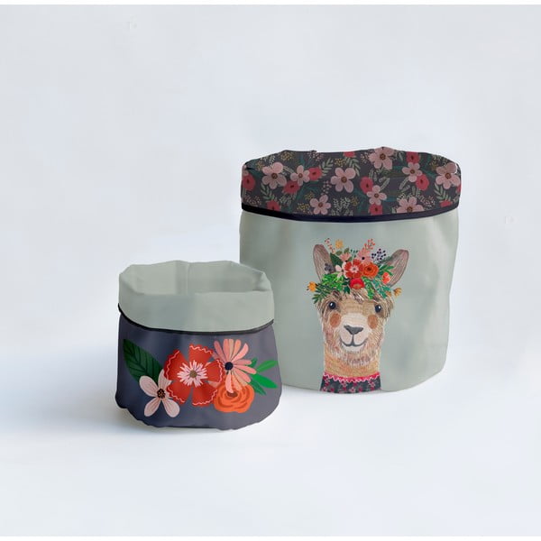 Кошници от плат в комплект от 2 броя Floral Llama - Little Nice Things