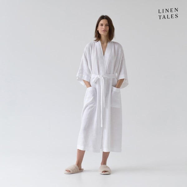 Бял ленен халат размер L/XL Summer - Linen Tales