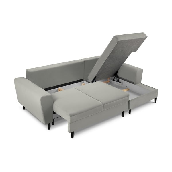 Светлосив разтегателен ъглов диван с място за съхранение от рипсено кадифе (десен ъгъл) Kyoto – Cosmopolitan Design-image-3