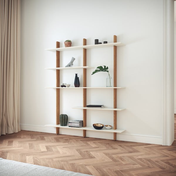 Бяла етажерка с конструкция от дъбова дървесина, широчина 162 см Bridge - Tenzo-image-1