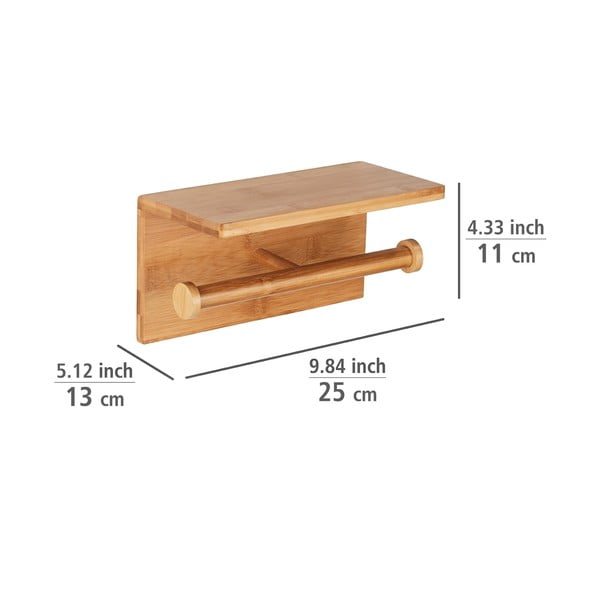 Държач за тоалетна хартия от бамбук за монтиране на стена Duo Bambusa - Wenko-image-2
