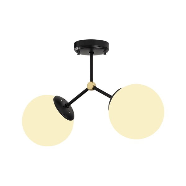 Черно-бял осветително тяло за таван със стъклен абажур 15x44 cm Damar – Opviq lights-image-2