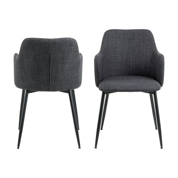 Антрацитни тапицирани трапезни столове в комплект 2 бр. Ilsa – Actona-image-3