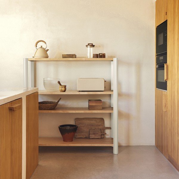 Кремав/в светло естествен цвят стелаж от декор от дъб  126x128x43 cm Bona – Teulat-image-1