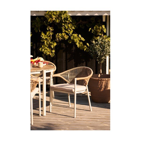 Бежов градински стол метален/подплатен Abela – House Nordic-image-1