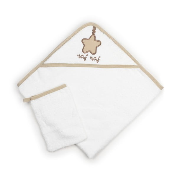 Комплект бебешка кърпа с качулка и ръкавица за миене Dreams, 75 x 75 cm - Naf Naf