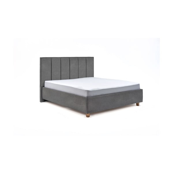 Светлосиво двойно легло с решетка и място за съхранение , 160 x 200 cm Wega - ProSpánek