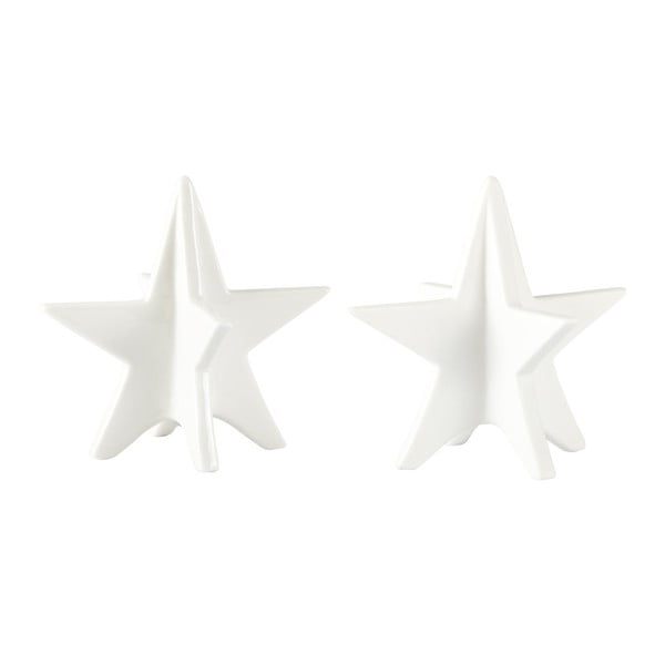 Комплект от 2 декоративни звезди Бели матови, 13 см - KJ Collection