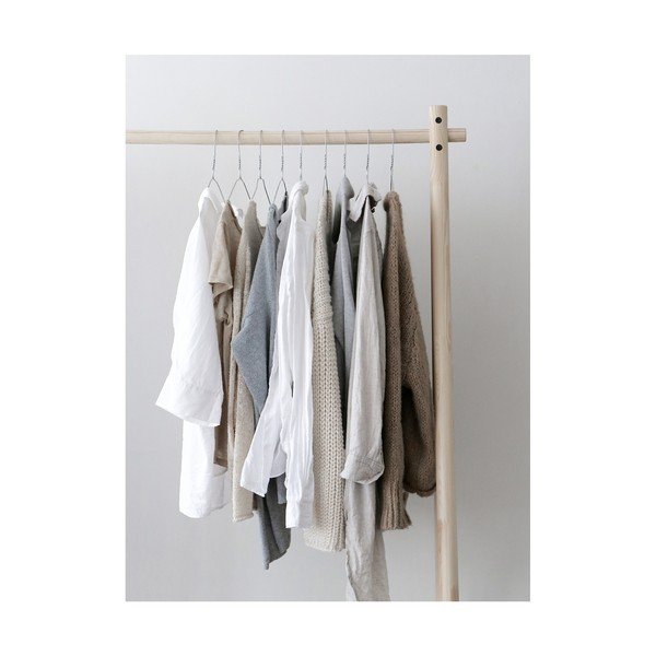 Черна стойка за дрехи от борова дървесина Hongi - Karup Design-image-3