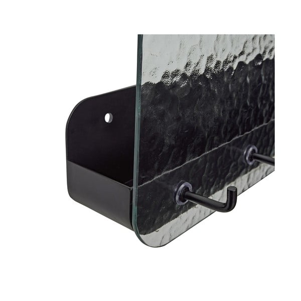 Черна метална стенна закачалка с рафт Shack - Hübsch-image-2