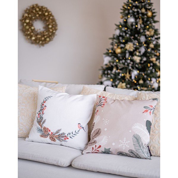 Коледна възглавница с памучна калъфка Клони, 45 x 45 cm Frosted Branches - Butter Kings-image-1