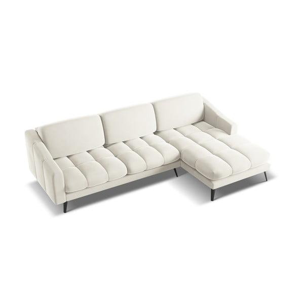 Кремав кадифен ъглов диван (десен ъгъл) Nalu – Makamii-image-3