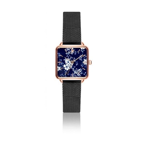 Дамски часовник с каишка от неръждаема стомана в черно Square - Emily Westwood