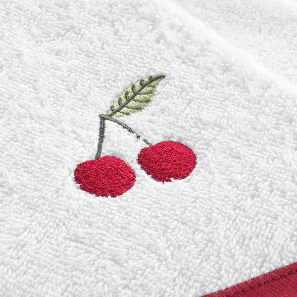 Памучна кърпа от тери в червен и бял цвят 60 cm Cerisette – douceur d'intérieur-image-1