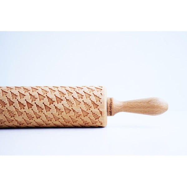 Дървен коледен релефен валяк за тесто Trees - Valek-image-3