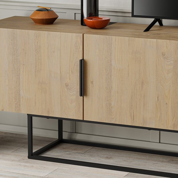 Масичка за телевизор с дъбов декор в естествен цвят 200x55 cm Titan - Marckeric-image-4