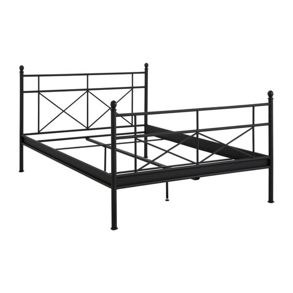Černá kovová dvoulůžková postel Støraa Tanja, 140 x 200 cm