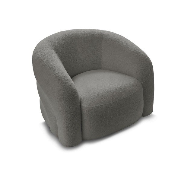 Сиво въртящо се кресло от прежда с примки от букле Elina – Bobochic Paris-image-4