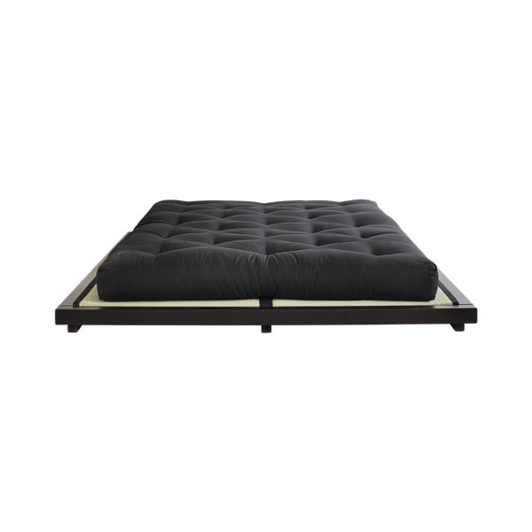 Dvoulůžková postel z borovicového dřeva s matrací Karup Design Dock Double Latex Black/Black, 180 x 200 cm