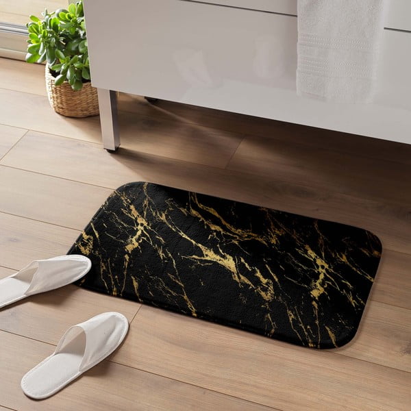 Черен/златист килим за баня 45x75 cm Aquamarbre – douceur d'intérieur-image-1