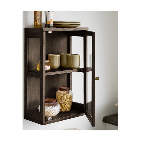 Тъмнокафява висяща витрина от декор от дъб  40x60x20 cm Zamora – House Nordic-image-1