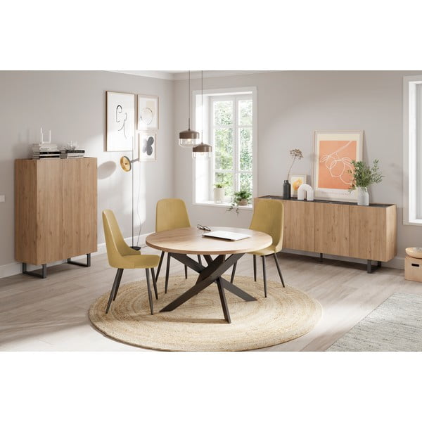 Кръгла маса за хранене с дъбов плот 120x120 cm Ther - Marckeric-image-1