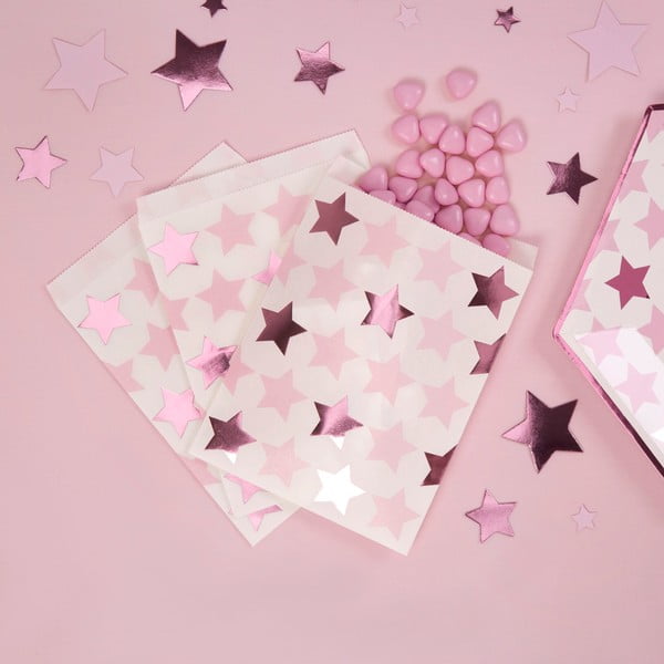 Комплект от 25 хартиени торбички за бонбони Little Star Pink - Neviti
