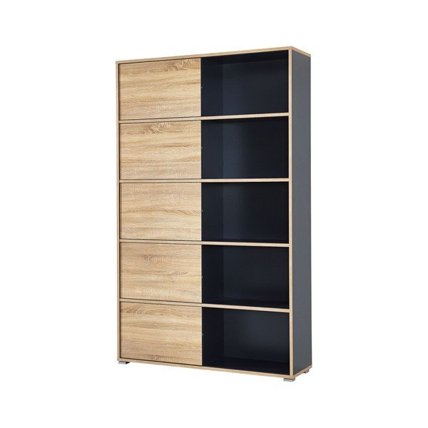 Черна етажерка за книги в дъб 120x196 cm - Germania-image-4