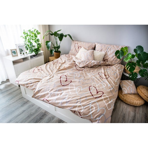 Бежово памучно спално бельо Dita Love, 140 x 200 cm Lové - Cotton House