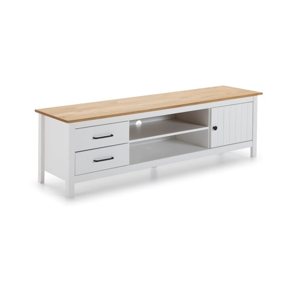 Бяла маса за телевизор от масивен бор 158x47 cm Miranda – Marckeric-image-2