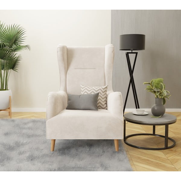 Кремаво кадифено кресло Carole - Ropez-image-4