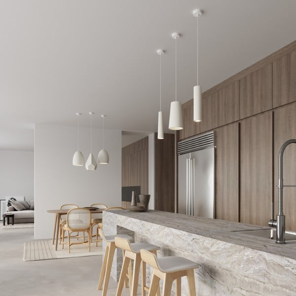 Бяло висящо осветително тяло с керамичен абажур ø 8 cm Alverna – Sollux-image-1