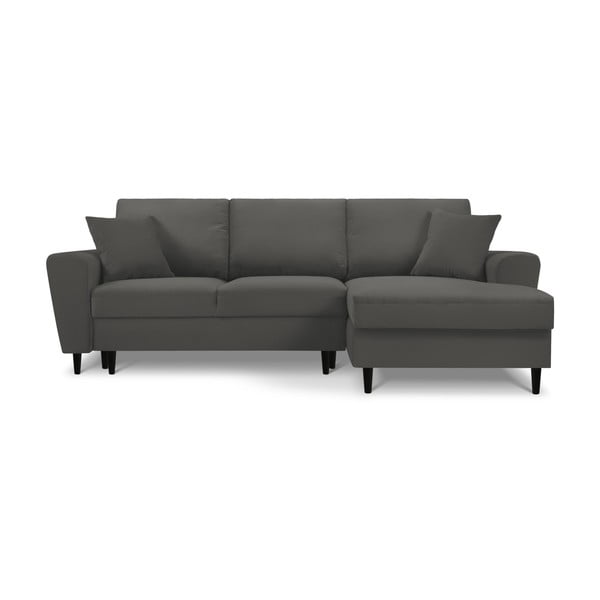 Тъмносив разтегателен ъглов диван с място за съхранение от рипсено кадифе (десен ъгъл) Kyoto – Cosmopolitan Design