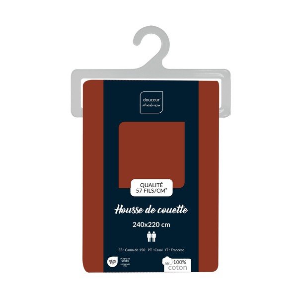 Двойна/удължена памучна олекотена завивка в тухлен цвят 240x220 cm Lina – douceur d'intérieur-image-2