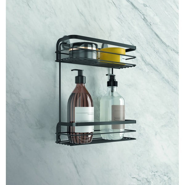 Черен двуетажен рафт за баня Origin Lava - Metaltex-image-2