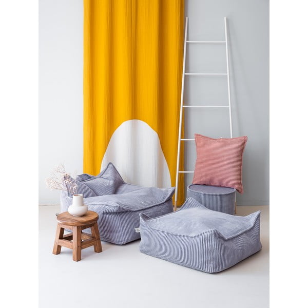Син детски пуф от рипсено кадифе Chair – Wigiwama-image-3