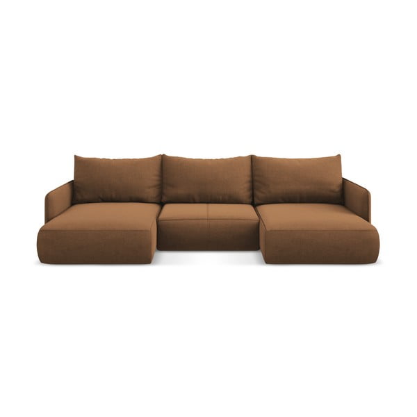 Оранжев разтегателен ъглов диван с място за съхранение Nanea – Makamii