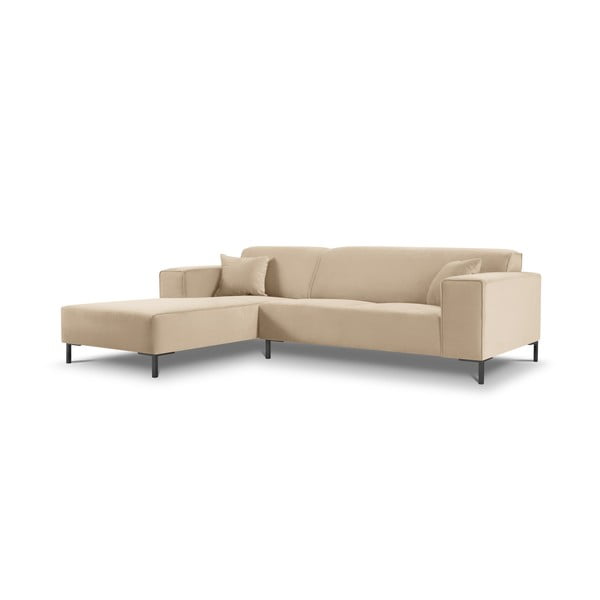 Бежов ъглов диван от кадифе Siena, ляв ъгъл - Cosmopolitan Design