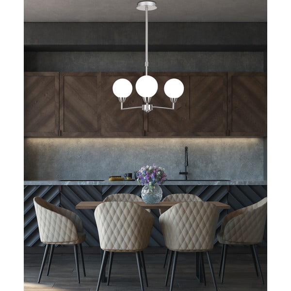 Висяща лампа в сребристо със стъклен абажур Logos - Candellux Lighting-image-1